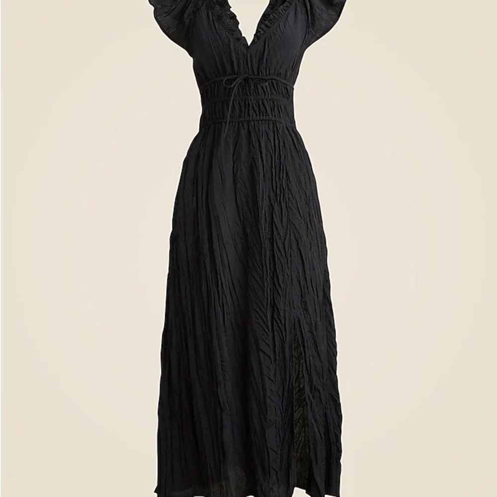 J. Crew Women's Palermo Dress in Viscose-Blend Crinkle Black Side Slit - medium - Picture 3 of 7